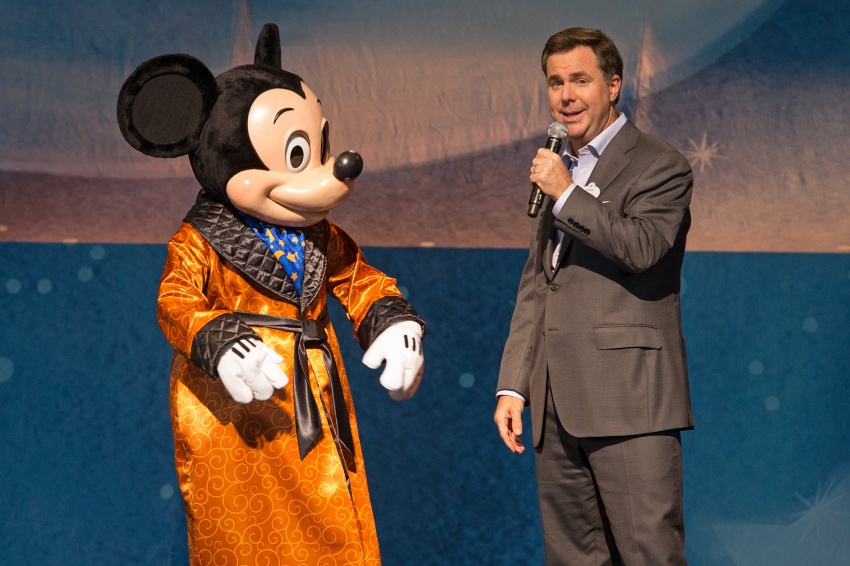 Michael Colglazier, President of Disneyland Resort, speaks prior to the premiere of Disney's new stage show "Mickey and the Magical Map" at Disneyland on May 23, 2013 in Anaheim, California.